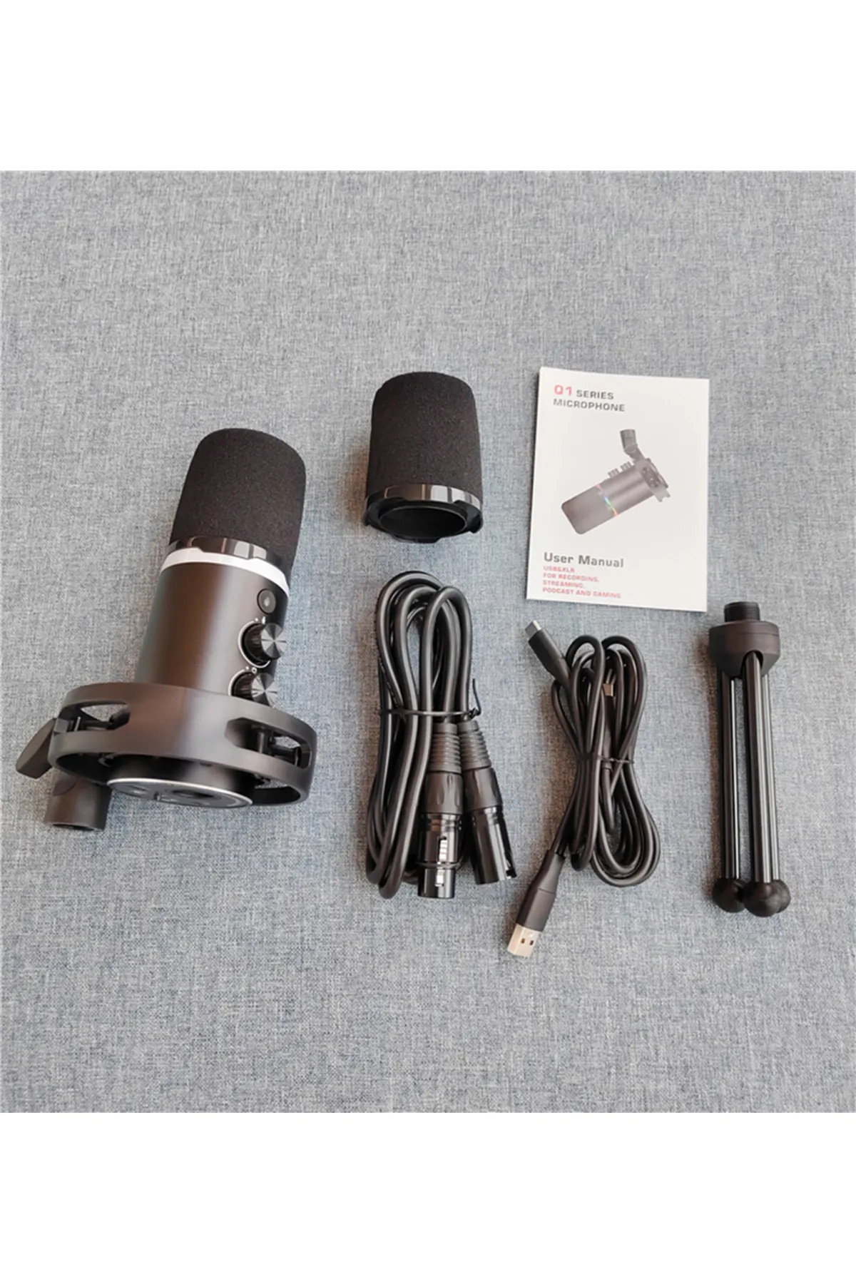 Yanmai Q1 USB Kablolu RGB Mikrofon Yayıncı Mikrofonu Tak-Çalıştır Oyun & Kayıt